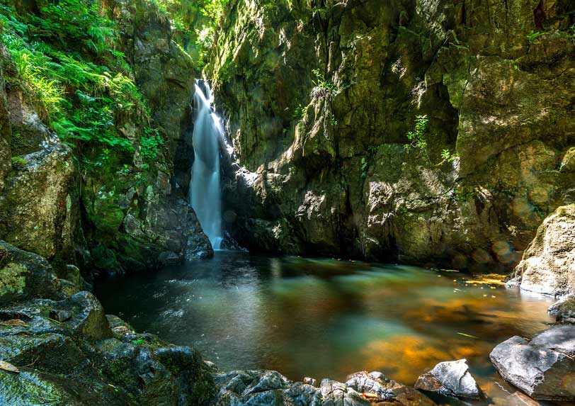 Wild swimming Stanley Ghyll waterfall