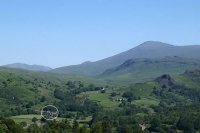 Summer view of Boot Village (circled) beneath Scafell