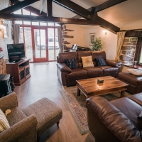 Wastwater Cottage 40ft open plan living and dining area with brand new Italian leather sofas