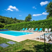 Our stunning private heated swimming pool with safety fence and alarm