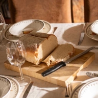 Freshly baked bread on the Farmhouse dining table